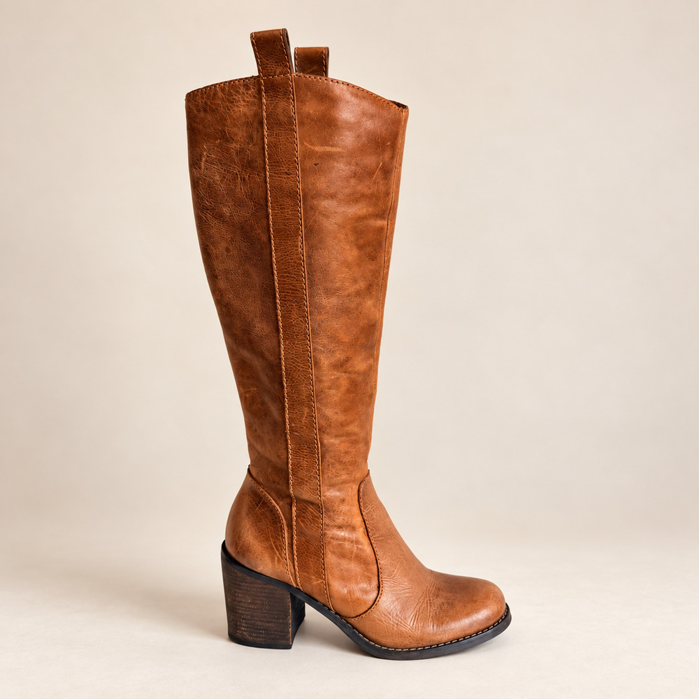 Steven by Steve Madden Woper Brown Leather Knee High Boots Distressed 7M